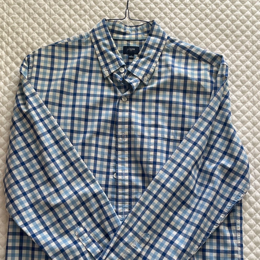 J. Crew Blue and White Plaid Men's Shirt